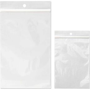 Reclosable Hang Hole Zip Poly Bags - 2½ x 3 & (100 Bags) 4 Mil Clear Plastic with Resealable Lock Seal Zipper | Durable Poly Baggies | Resealable Zip Top Lock For Travel, Storage, Packaging & Shipping