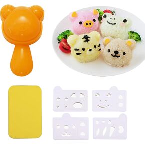 Rice Ball Mold for Kids Cute Animal Sushi Mold Rice Shaper Onigiri Mold Bento Accessories DIY Kitchen Tools with Nori Seaweed Punch Cutter
