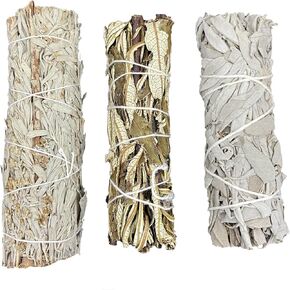 Pachamama Essentials Smudge Stick Sampler White Sage, Blue Sage & Yerba Santa for Home Cleansing Incense Healing Meditation