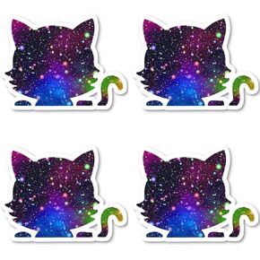 Cute Cat Sticker Bright Galaxy Stickers - 3 Pack - Set of 2.5, 3 and 4 Inch Vinyl Laptop Stickers - for Laptop, Phone, Water Bottle, Car & More Decal (3 Pack) S81871-3Pack