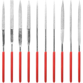 Biaungdo 10 Pieces Mini Diamond Needle File Set, 2 x 100mm Small Metal Needle File Set, Flat Round Triangular Square Metal File for Glass, Stone, Jewelry