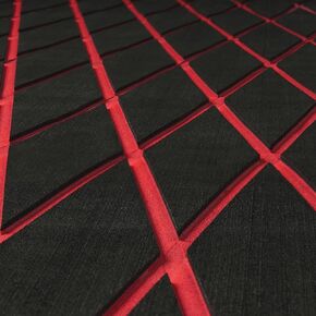 ICOOP Boat Flooring EVA Foam Decking Sheet Black and Red 47.2x15.8/94.5x36 Diamond Sea Deck Self Adhesive Carpet for Boats Waterproof Vinyl Marine Flooring Pontoon Boat Floor Mat Hydroturf Sheet