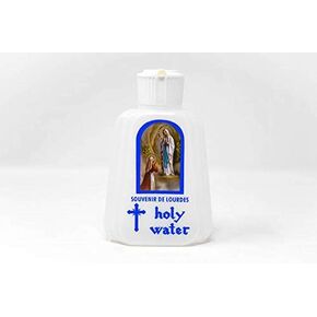 Lourdes Holy Water in a Flip-Top Sprinkler Bottle, Plastic Lourdes Water Bottle - Lourdes Souvenir - Lourdes Prayer Card