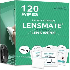 120 Count Lens Wipes for Eyeglasses, Pre-Moistened & Individually Wrapped Eyeglass Wipes, Lens Cleaning Wipes for Eyeglasses, Sunglasses, Goggles and Camera Lens