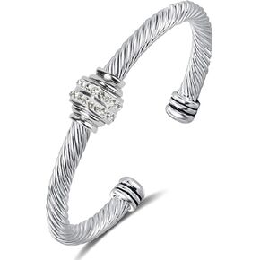 Cable Bracelet Two Tone Stainless Steel Retro Twisted Wire Bangle Bracelet, Adjustable Cuff Bangle Bracelet, Suitable, Mother, Wife, Valentine's Day Gift