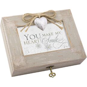 Cottage Garden You Make My Heart Smile Natural Taupe Jewelry Music Box Plays You Light Up My Life