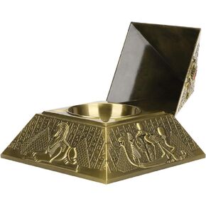 Oumefar Vintage Metal Ashtray with Cover Windproof Ashtray Egyptian Pyramid Ornaments for Home Hotel Office Coffee Table Decor Gifts (Bronzed) Ashtray