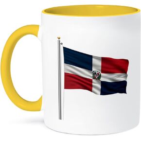 3dRose Dominican Republic On A Flag Pole Over White Mug, 11 oz, Ceramic