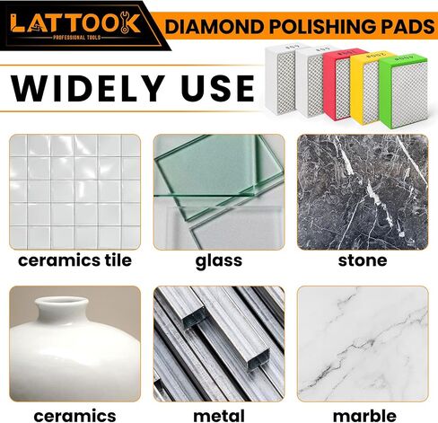 5pcs Diamond Hand Polishing Pads, LATTOOK Diamond Sanding Pads 60/100/200/400/1000 Grit Sanding Block Foam Backing for Tile Glass Stone Marble Granite Ceramics Metal Wet & Dry in Saudi Arabia