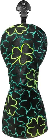 WTLJQQY Golf Club Covers - 1pc or Set Green Lucky Clover Embroidery Golf Headcovers - Golf Club Wood Head Covers PU Leather for Driver Headcover, Hybrid Head Cover,Fairway 3 5 Wood Head Covers in Kuwait