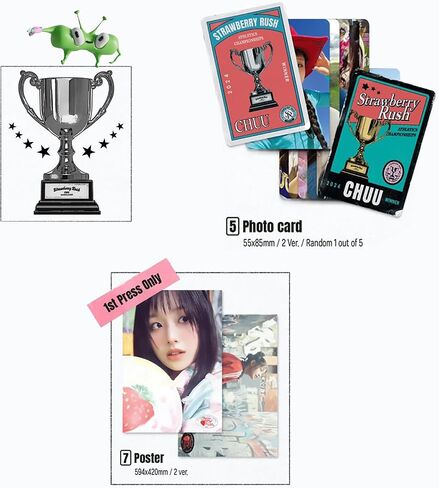 CHUU - 2nd Mini Album [Strawberry Rush] (Strawberry Ver.) CD-R + Certificate of merit + Medal Coaster + Photo card + 2 Extra Photocards in Saudi Arabia