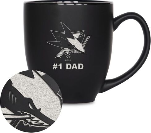 Rico Industries NHL Hockey #1 Dad 15oz Laser Engraved Matte Black Ceramic Bistro Mug - for Hot or Cold Drinks in Saudi Arabia