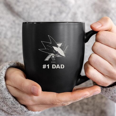 Rico Industries NHL Hockey #1 Dad 15oz Laser Engraved Matte Black Ceramic Bistro Mug - for Hot or Cold Drinks in Saudi Arabia