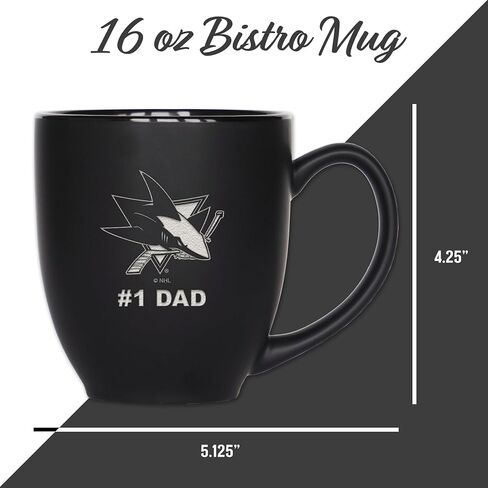 Rico Industries NHL Hockey #1 Dad 15oz Laser Engraved Matte Black Ceramic Bistro Mug - for Hot or Cold Drinks in Saudi Arabia