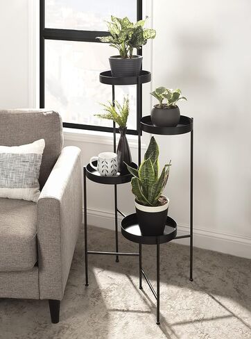 Kate and Laurel Finn Modern 4-Tier Plant Stand, 10 x 11 x 44, Gold, Folding Lightweight Plant Stand for Decorative Display and Storage in Saudi Arabia