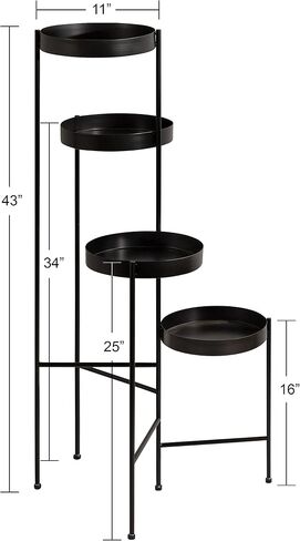 Kate and Laurel Finn Modern 4-Tier Plant Stand, 10 x 11 x 44, Gold, Folding Lightweight Plant Stand for Decorative Display and Storage in Saudi Arabia