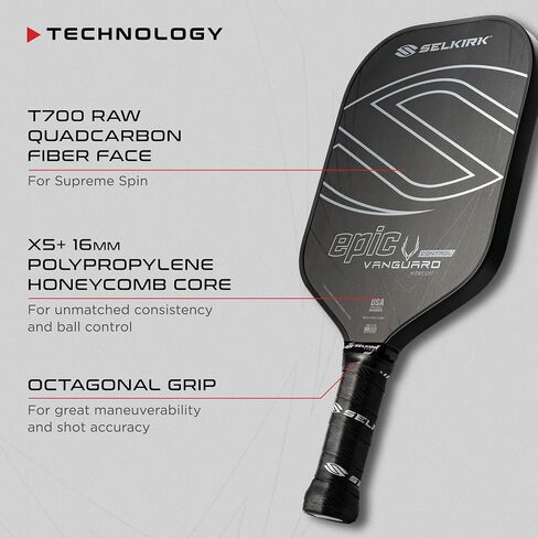 2024 Selkirk Vanguard Control Pickleball Paddle | Quad Carbon Fiber Pickleball Paddle with a Polypropylene X5+ 16mm Core | Pickleball Rackets Made in The USA | Invikta Midweight in Saudi Arabia