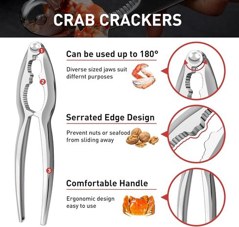 10 Pcs Seafood Tools Set Includes Crab Lobster Crackers, Stainless Steel Crab Forks/Picks, Lobster Shellers and Seafood Scissors, Nut Cracker Set for Crab Leg Crackers Tool in Saudi Arabia