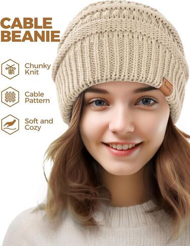Slouchy Beanies for Women Cable Knit Winter Hats Ladies Gifts Chunky Skull Cap Thick Warm Stocking Caps for Cold Weather in Saudi Arabia