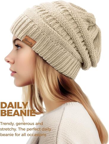 Slouchy Beanies for Women Cable Knit Winter Hats Ladies Gifts Chunky Skull Cap Thick Warm Stocking Caps for Cold Weather in Saudi Arabia