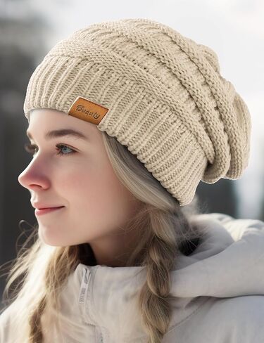 Slouchy Beanies for Women Cable Knit Winter Hats Ladies Gifts Chunky Skull Cap Thick Warm Stocking Caps for Cold Weather in Saudi Arabia