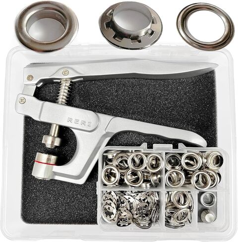 50Pcs 3/8 Inch Grommet with Pilers, Leather Hole Punch Pliers, Grommets Kit Metal Eyelets for Leather, Shoes, Fabric, Belts (50 Set Silver & Pliers) in Saudi Arabia