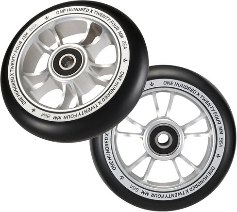 Envy Scooters 10-Spoke 100mm Wheels Pair - 100mm x 24mm - Silver/Black in Saudi Arabia
