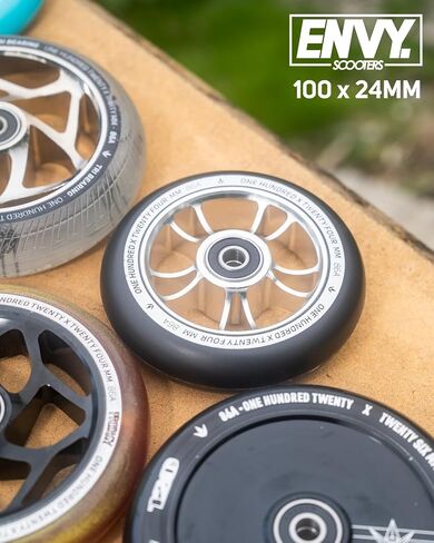 Envy Scooters 10-Spoke 100mm Wheels Pair - 100mm x 24mm - Silver/Black in Saudi Arabia
