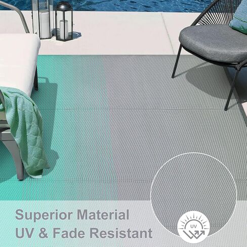 Lahome Waterproof Outdoor Rugs for Patios 5x8, Reversible Camping Rug for Tent Plastic Straw Large Indoor Outdoor Carpet for Rv,Beach, Backyard, Balcony, Deck, Porch,Blue-Grey in Kuwait