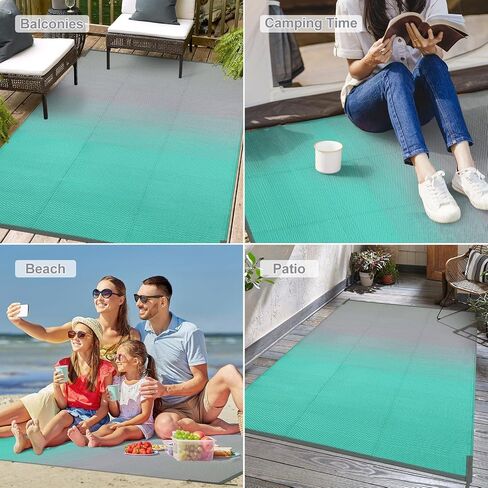 Lahome Waterproof Outdoor Rugs for Patios 5x8, Reversible Camping Rug for Tent Plastic Straw Large Indoor Outdoor Carpet for Rv,Beach, Backyard, Balcony, Deck, Porch,Blue-Grey in Kuwait