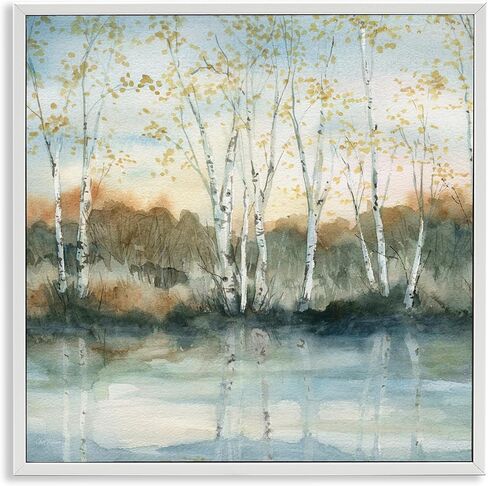 Stupell Industries Birch Tree Reflections Quaint Lake Clearing Landscape Framed Wall Art, Design by Carol Robinson in Saudi Arabia