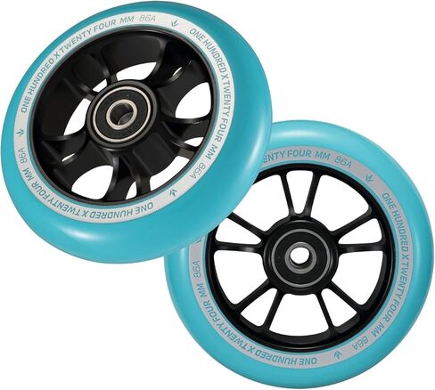 Envy Scooters 10-Spoke 100mm Wheels Pair - 100mm x 24mm - Silver/Black in Kuwait