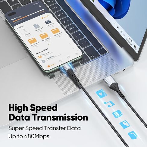 كابل FEMORO Micro USB بطول 6 أقدام، كابل USB من النوع A إلى Micro USB 2.0 لنقل البيانات والشحن سلك Android مضفر بقوة 12 وات متوافق مع MicroUSB Kindle للهواتف الذكية اللوحية ومكبر صوت بلوتوث MP3 in Kuwait