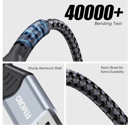 كابل FEMORO Micro USB بطول 6 أقدام، كابل USB من النوع A إلى Micro USB 2.0 لنقل البيانات والشحن سلك Android مضفر بقوة 12 وات متوافق مع MicroUSB Kindle للهواتف الذكية اللوحية ومكبر صوت بلوتوث MP3 in Kuwait
