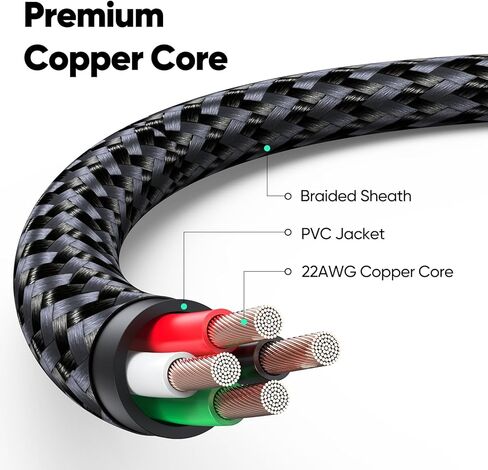 كابل FEMORO Micro USB بطول 6 أقدام، كابل USB من النوع A إلى Micro USB 2.0 لنقل البيانات والشحن سلك Android مضفر بقوة 12 وات متوافق مع MicroUSB Kindle للهواتف الذكية اللوحية ومكبر صوت بلوتوث MP3 in Kuwait