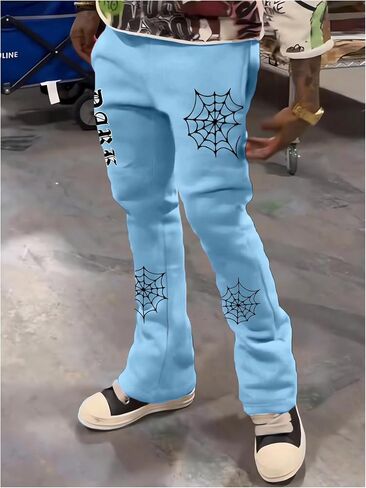 GORGLITTER Men's Graphic Drawstring Jogger Sweatpants Flare Leg Lounge Pants with Pockets in Saudi Arabia