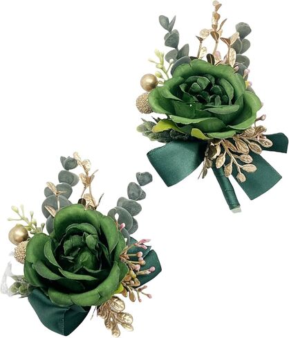 Rose Wrist Corsage Wristlet Band Bracelet and Men Boutonniere Set for White Wedding Flower Accessories Prom Party Suit Decorations in Saudi Arabia