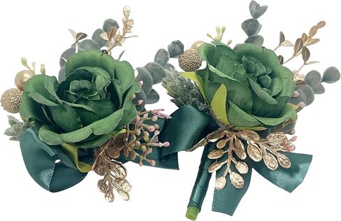 Rose Wrist Corsage Wristlet Band Bracelet and Men Boutonniere Set for White Wedding Flower Accessories Prom Party Suit Decorations in Saudi Arabia