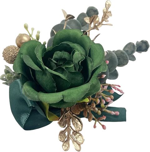 Rose Wrist Corsage Wristlet Band Bracelet and Men Boutonniere Set for White Wedding Flower Accessories Prom Party Suit Decorations in Saudi Arabia