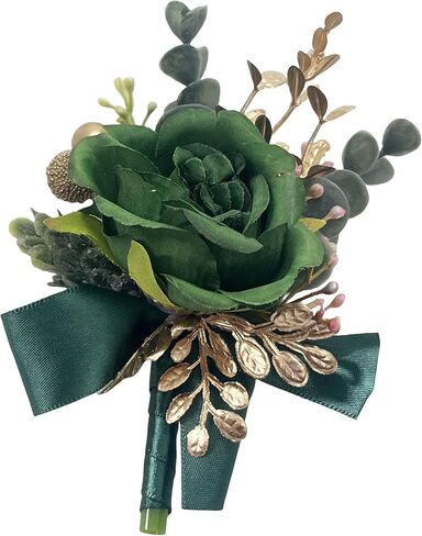 Rose Wrist Corsage Wristlet Band Bracelet and Men Boutonniere Set for White Wedding Flower Accessories Prom Party Suit Decorations in Saudi Arabia