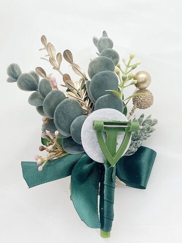 Rose Wrist Corsage Wristlet Band Bracelet and Men Boutonniere Set for White Wedding Flower Accessories Prom Party Suit Decorations in Saudi Arabia
