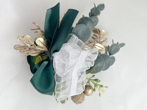 Rose Wrist Corsage Wristlet Band Bracelet and Men Boutonniere Set for White Wedding Flower Accessories Prom Party Suit Decorations in Saudi Arabia