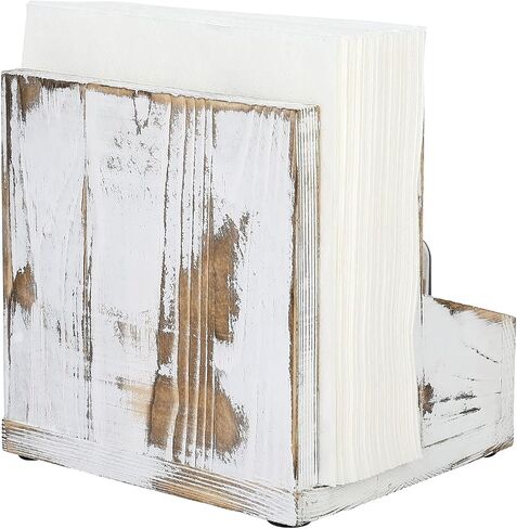 MyGift Rustic Burnt Solid Wood 2-in-One Dining Caddy with White Printed EAT Label, Napkin Holder and Seasoning Compartment, Includes Salt and Pepper Shakers in Saudi Arabia
