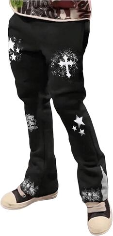 GORGLITTER Men's Graphic Drawstring Jogger Sweatpants Flare Leg Lounge Pants with Pockets in Saudi Arabia
