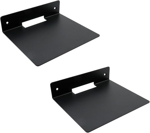 T Tulead المعادن العائمة الجرف جدار الجرف المتكلم حامل أسود عرض الرف رفوف الزاوية العائمة 2PCS لمكبرات الصوت والنباتات والهدايا التذكارية in Kuwait