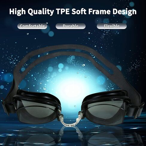 Water Gear No-Leak Anti-Fog Swim Goggles - Adjustable Durable Split Headband and Nose Strap - with UV Protection in Saudi Arabia