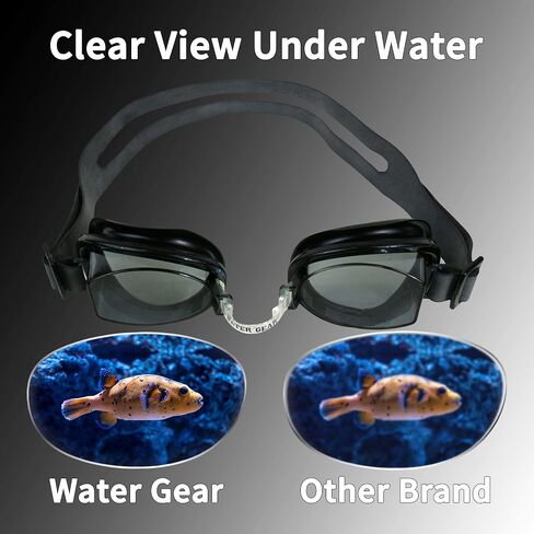 Water Gear No-Leak Anti-Fog Swim Goggles - Adjustable Durable Split Headband and Nose Strap - with UV Protection in Saudi Arabia