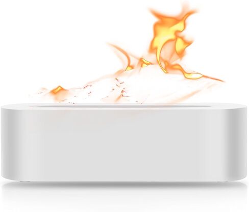 Flame Diffuser Humidifier with Three Speed Timer, LED Light Effects, 150ml Water Tank, Type C Charging for Home/Office, Ideal for Relaxation and Aromatherapy Lovers (White) in Saudi Arabia