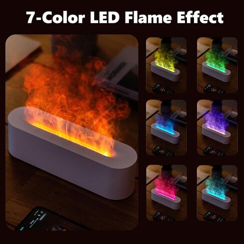 Flame Diffuser Humidifier with Three Speed Timer, LED Light Effects, 150ml Water Tank, Type C Charging for Home/Office, Ideal for Relaxation and Aromatherapy Lovers (White) in Saudi Arabia