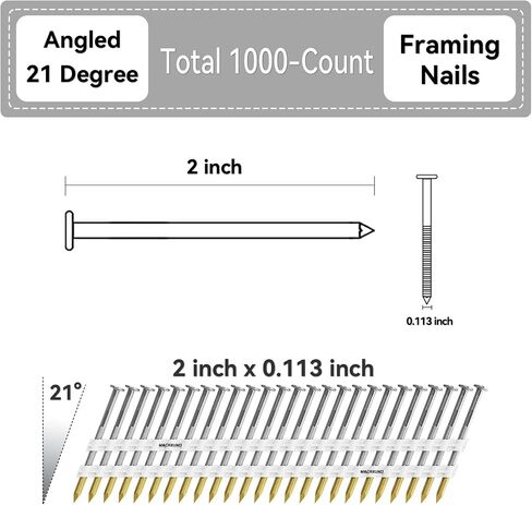 2 Inch x 0.113 Inch 21 Degree Framing Nails 1000 Count Galvanized Ring Shank For Use in All Pressure Treated Lumber in Saudi Arabia